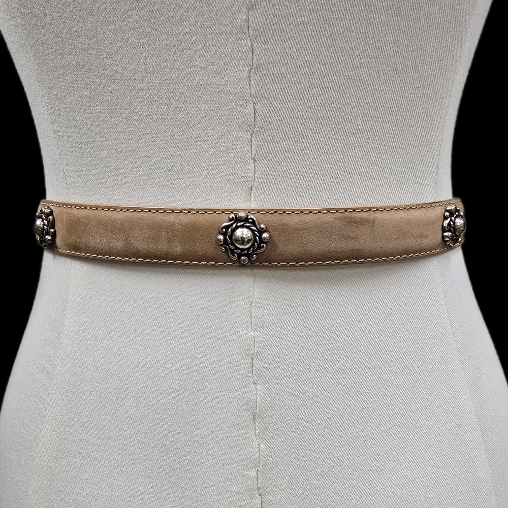 Brighton Beige Leather Belt with Ornate Gold-Tone Buckle - Picture 6 of 9